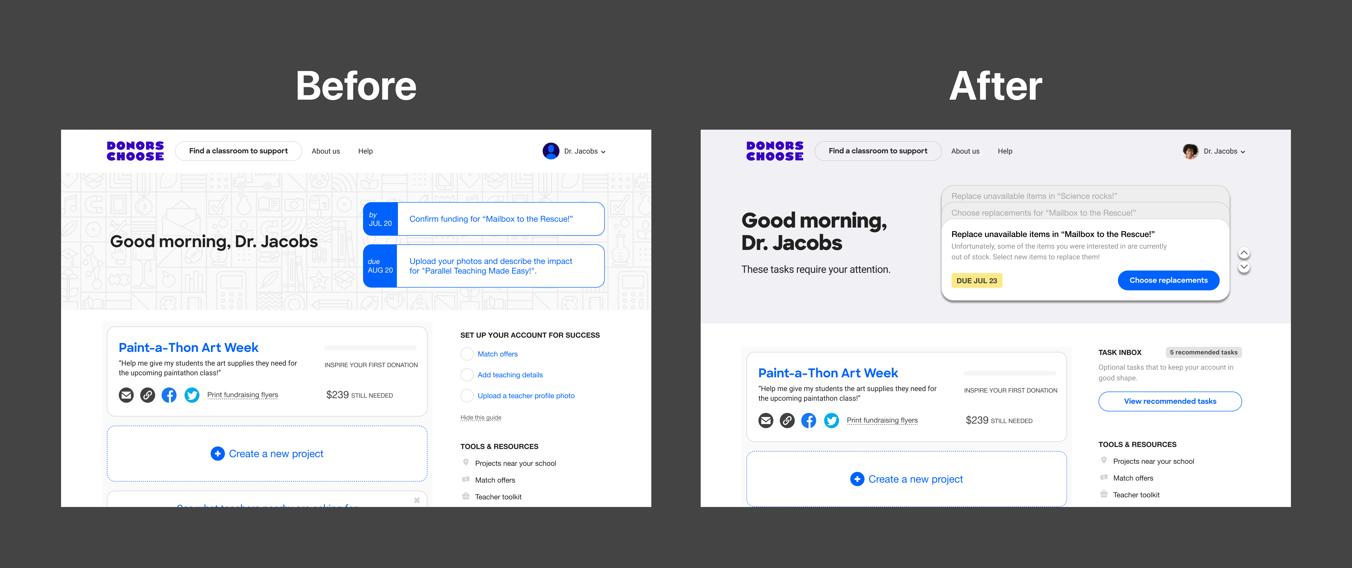 All of a teacher's notifications now live in one place. Instead of showing everything at once, the hub gives them one task at a time, with its deadline and what to do about it.